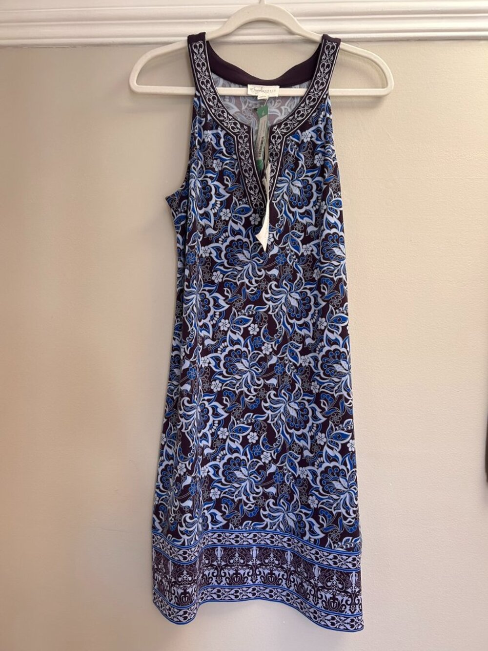 NWT Magnolia Grace Paisley Blue Purple Sleeveless Midi Dress Size M
